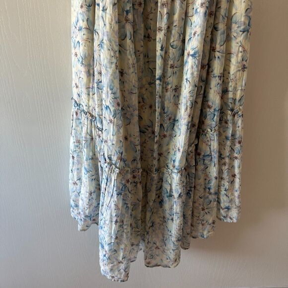 American Eagle Womens Floral Flutter Sleeve Smocked Midi Dress Blue Large NWT - Picture 5 of 7